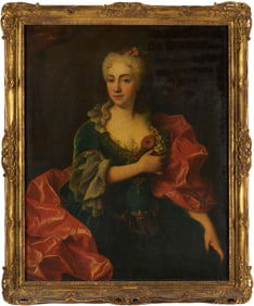 French School 18th C. O/C Portrait of Marie Martrin de Donos