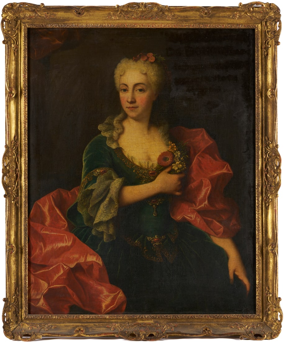 French School 18th C. O/C Portrait of Marie Martrin de Donos (1 of 18)