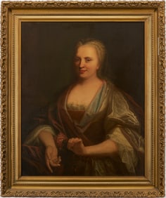 Continental School 18th C. Portrait, Lady with Carnation