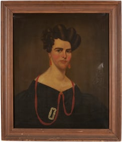 Portrait of a 19th C. Lady w/ Red Coral Jewelry