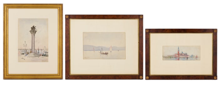 3 Thomas Campbell Watercolors, Venetian Scenes