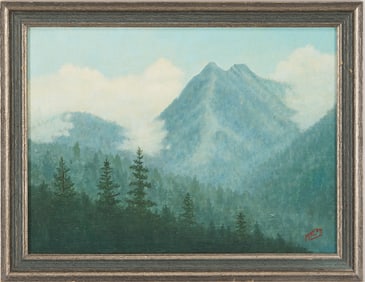 William McCoy Smoky Mountain Landscape Painting, Chimney Tops from Fort Henry