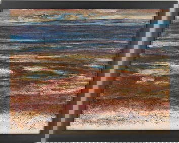 Carl Sublett Expressionist W/C Seascape, Dawn Shore