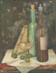 Bill Sawyer Oil Still Life, A Cocktail and Thomas Wolfe
