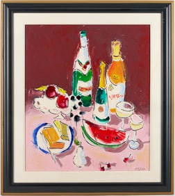 Harold Kraus Still Life w/ Wine & Watermelon