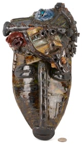 Sammie Nicely Mask Sculpture w/ Metal Ornamentation