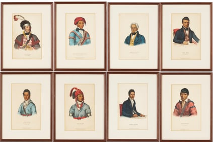 8 Framed McKenney & Hall Prints, History of the Indians of North America