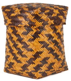 Large Cherokee Lidded Rivercane Basket attr. Rowena Bradley