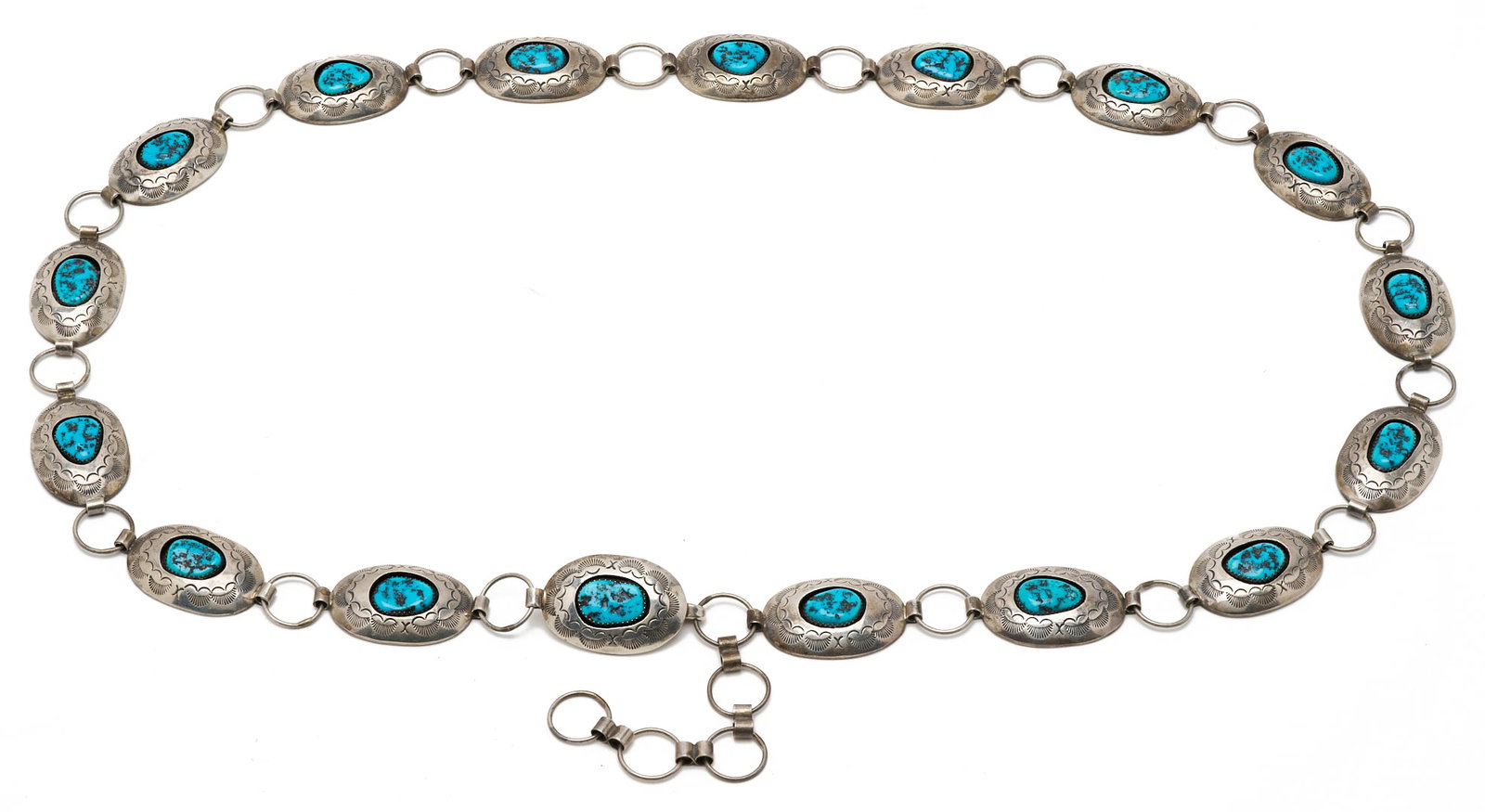 Navajo Designer Sterling Silver & Turquoise Belt (1 of 7)