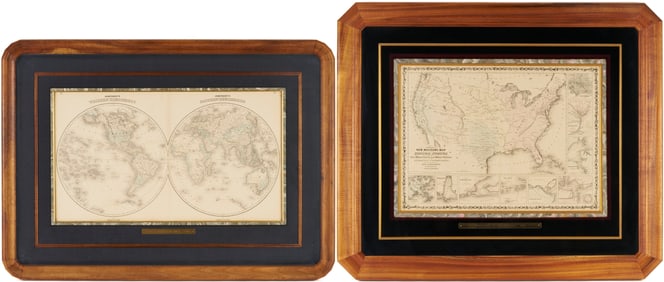 2 Johnson 1860s maps incl. Double Hemisphere
