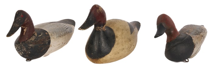 3 Canvasback Drake Duck Decoys, incl. Evans Factory/Algard