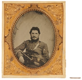Mississippi Civil War Ambrotype, Dr. Bisland Shields with Saber and Hat