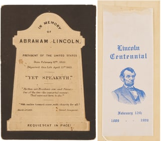 Abraham Lincoln Embossed Mourning Card & Centennial Ribbon