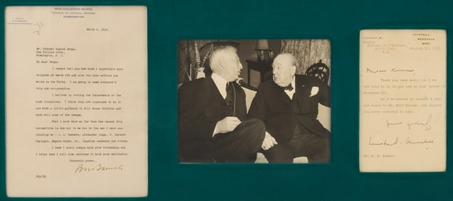 Winston Churchill & Bernard Baruch Signed Letters Plus Photo