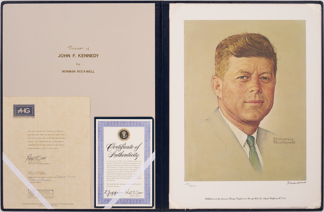 Norman Rockwell Signed John F. Kennedy Portrait, 1976 (1 of 9)