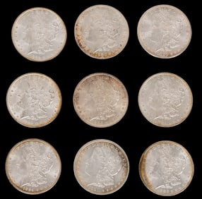 Group of 9 U. S. Morgan Silver Dollars