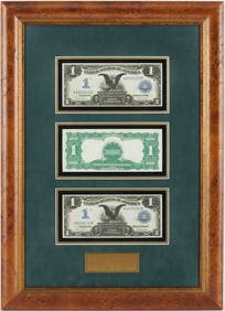 Three (3) Consecutive 1899 One Dollar Silver Certificates in Sequential Order, Framed