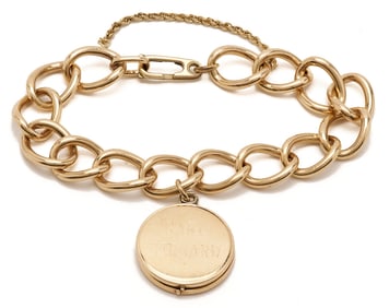 14K Gold Disc Locket Bracelet