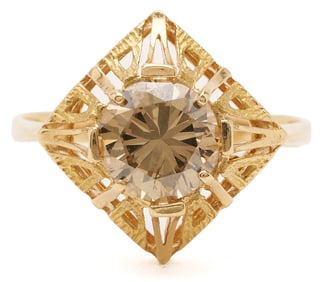 Ladies' Champagne Diamond and 18K Gold Ring
