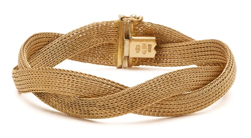 Ladies' Italian 18K Gold Braided Mesh Bracelet