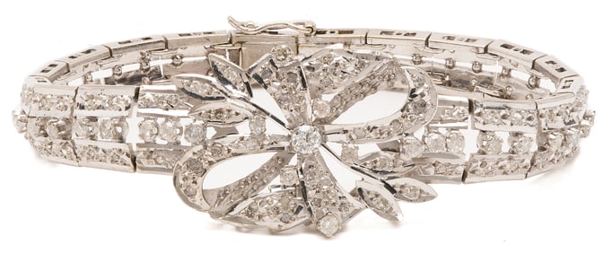 10K White Gold & Diamond Bracelet
