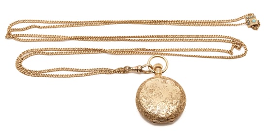14K Elgin Pocket Watch & 10K Watch Chain