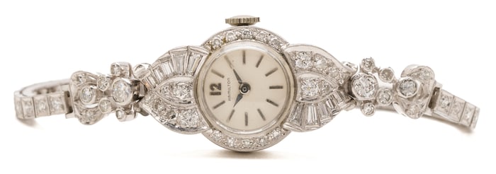 Ladies' Vintage Platinum Hamilton Diamond Watch