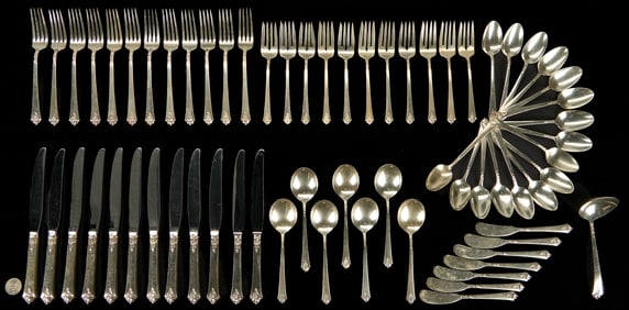 Royal Crest Castle Rose Sterling Silver Flatware, 66 pcs.