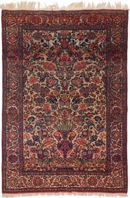 Antique Persian Isfahan Vase Rug w/ Silk Backgound