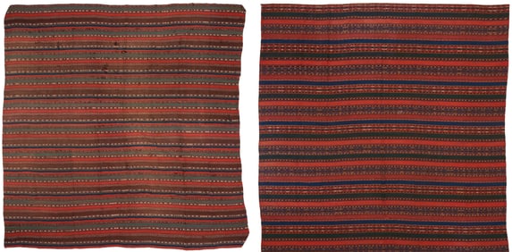 2 Antique Tekke Turkmen Kilim Wool Blankets or Jajims