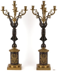 Pair French Empire Style Figural Candelabra