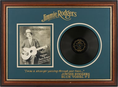 Jimmie Rodgers Signed & Dated Photograph plus Record, Framed