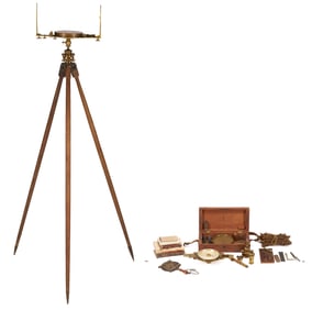 Cased Gurley Surveyor Compass, TN History; plus Books and Tools