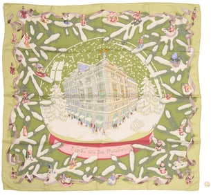 Hermes Silk Scarf, Noel 24 au Rue Faubourg