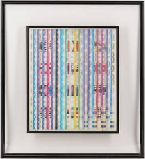 Yaacov Agam Kinetic Art Agamograph, Expanded Vision: Yaacov (Gibstein) Agam (Israel/New York/France, born 1928) kinetic art Agamograph or color screen-print on paper with arrangements of multicolored geometric shapes mounted onto lenticular plastic.