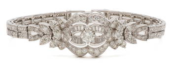 Ladies' Antique Platinum & Diamond Openwork Bracelet