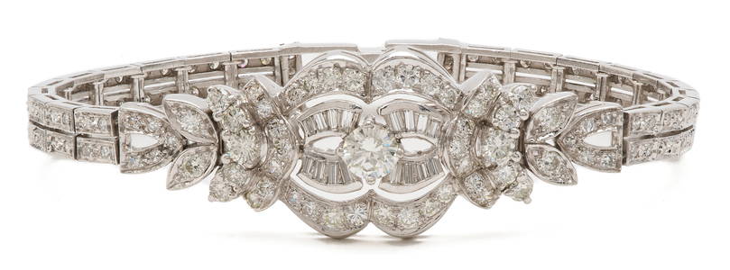 Ladies' Antique Platinum & Diamond Openwork Bracelet