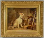 187: Z. Notermann oil on board, terriers with cat