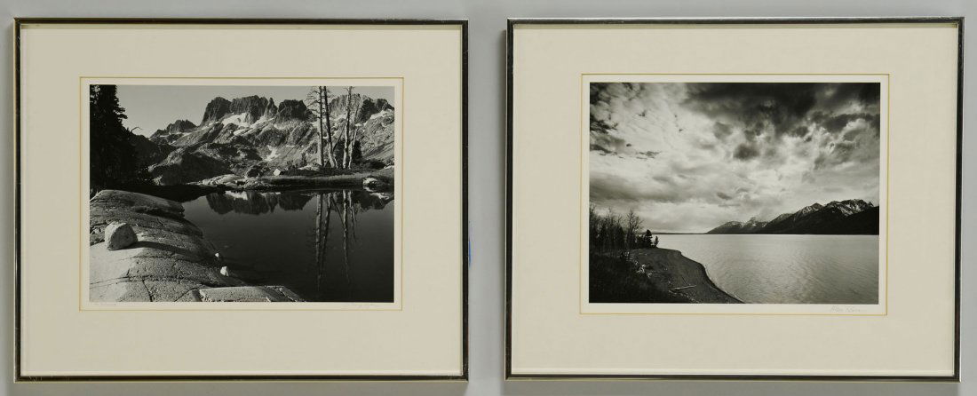 2 Gelatin Silver Prints, Alan Ross & Philip Hyde: 2 Gelatin Silver Prints, Alan Ross & Philip Hyde. 1st item: Framed gelatin silver print by Alan Ross (20th century) depicting Jackson Lake located in the Grand Teton National Park. Pencil signed lower