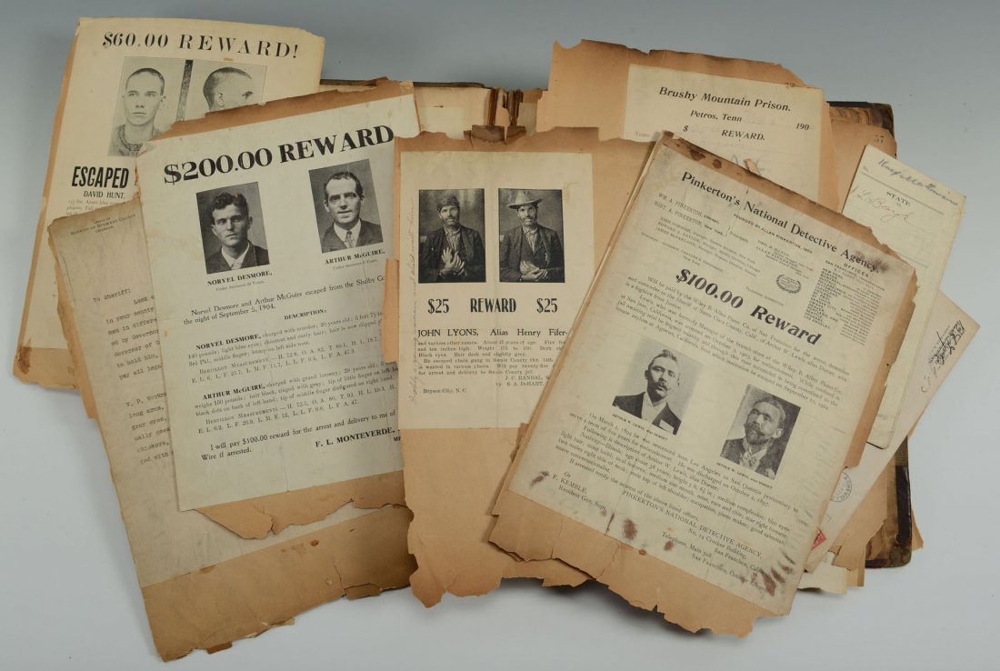 Sheriff of Knox Cty, TN Scrap Bk Wanted Posters: Former Sheriff of Knox County, Tennessee's scrap book of reward posters pasted alphabetically for local, regional and some national fugitives. Most are printed posters but some are hand written letter