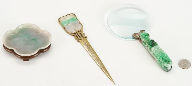 3 Chinese Carved Jade Items