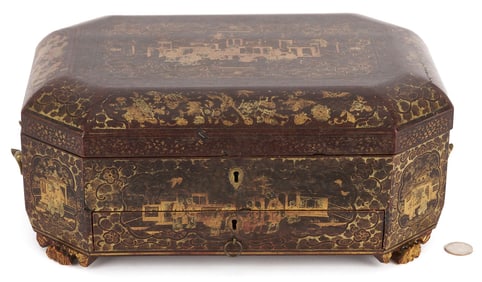 Chinese Lacquer Sewing and Writing Box