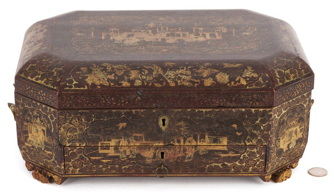 Chinese Lacquer Sewing and Writing Box