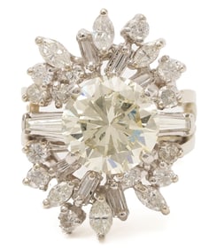 4.71 ct Platinum Diamond Engagement Ring & 14K Diamond Ring Jacket - GIA Report