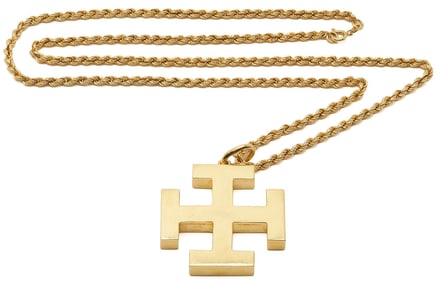 18K Gold Tiffany & Co. Cross Pendant & Rope Necklace
