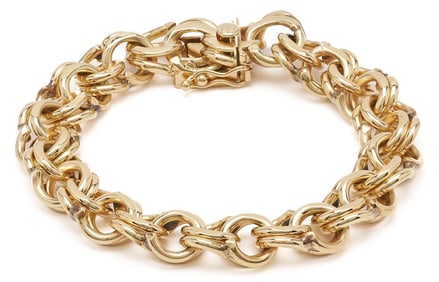 14K Gold Double Link Chain Bracelet