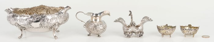 5 pcs Continental Silver including French .950 Baskets