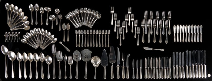 137 Pcs. Lunt William and Mary Pattern Sterling Flatware, Service for 10