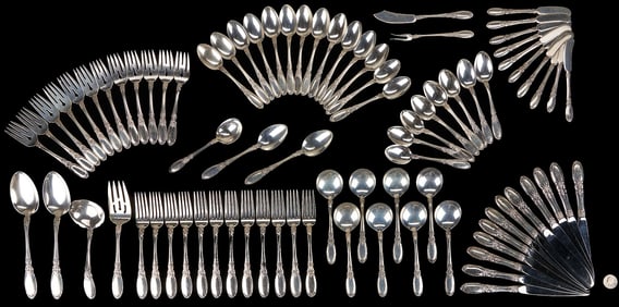 85 Pcs. Towle Old Mirror Sterling Silver Flatware