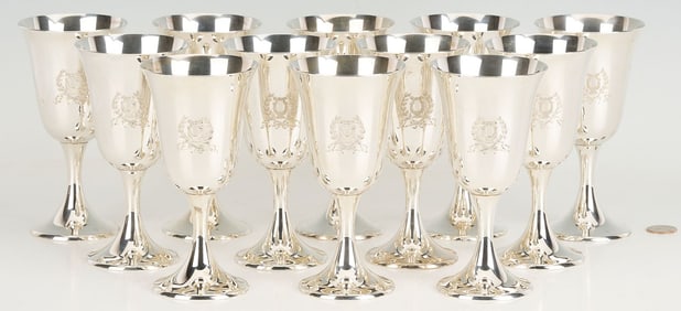 Set of 12 Gorham Sterling Silver Goblets